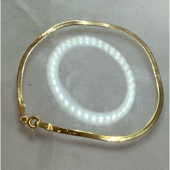 14K YELLOW GOLD Herringbone bracelet ITALIAN REAL GOLD vintage - Picture 10 of 13